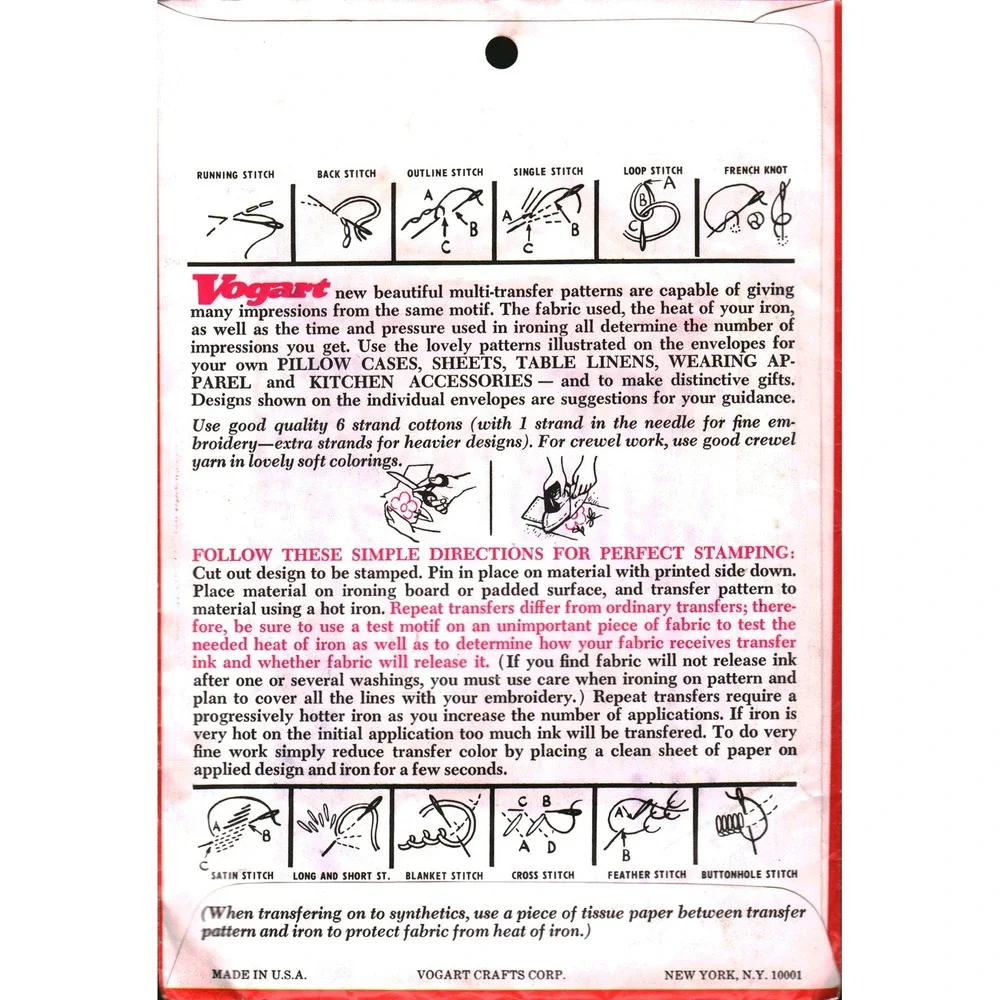 Vogart | Office | Vintage Vogart 72 Repeat Transfer Pattern Sampler ...
